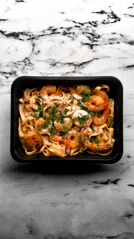 Scampis à la diable, tagliatelles
