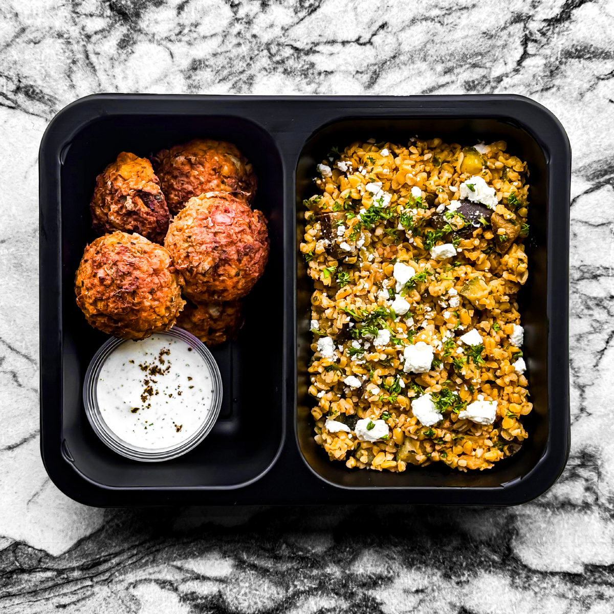 Falafels et couscous perlé