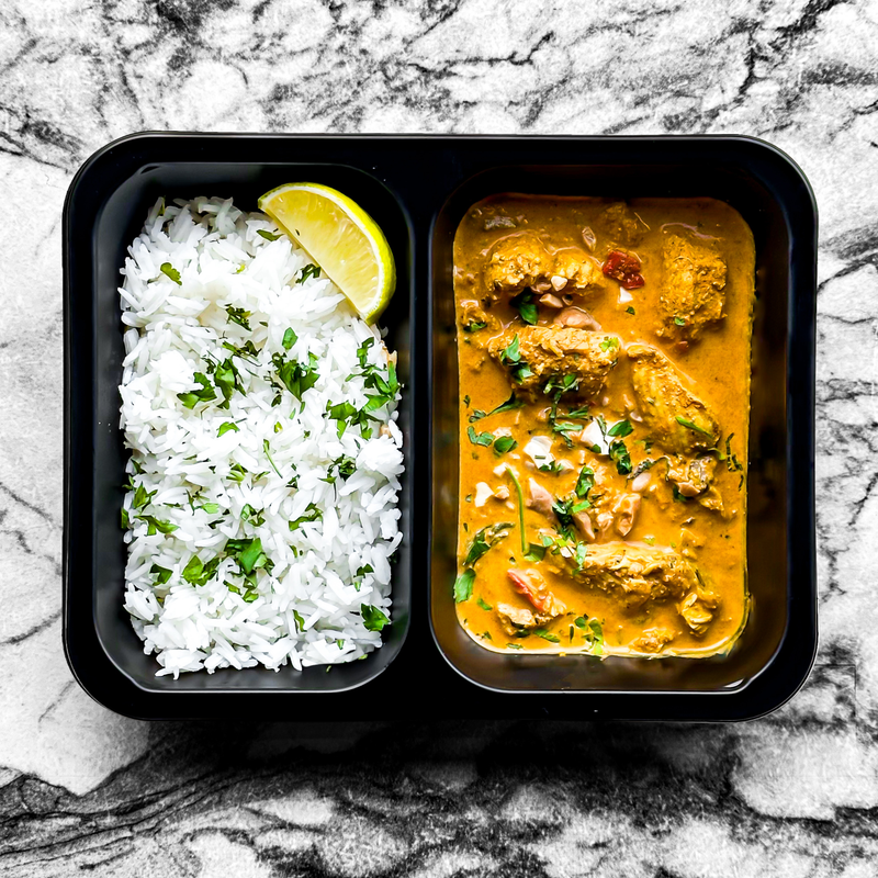 Poulet tikka masala, poivrons et riz basmati