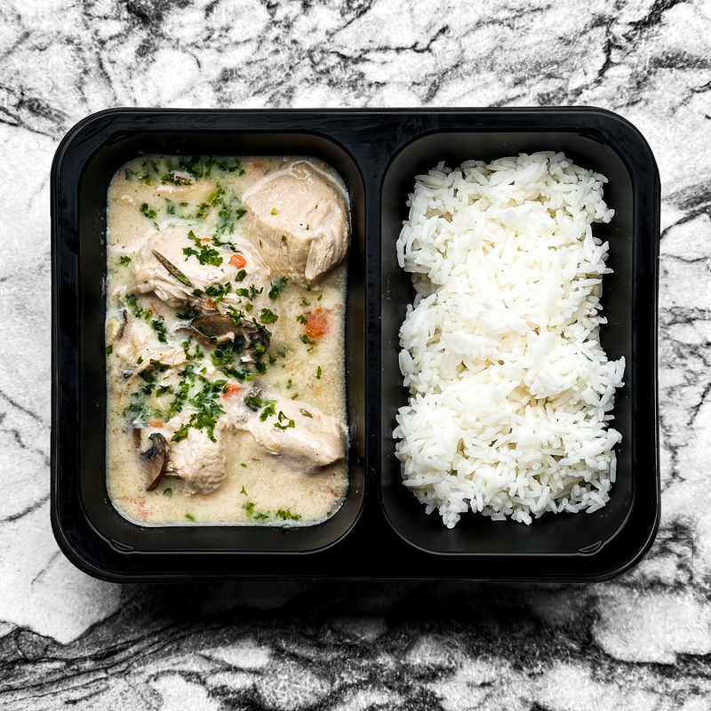 Vol au vent végétarien, champignons, carottes et riz