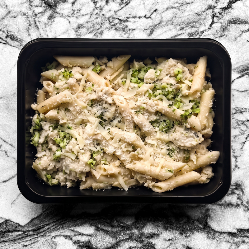 Mac and cheese au haché de volaille, brocoli